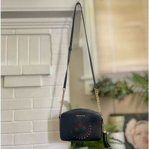 Michael Kors Ginny Light-up Firework Cowhide Leather Camera Crossbody Bag.